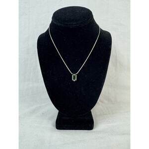 B. Tiff Emerald Necklace Pendant w/ 16” Silver Necklace